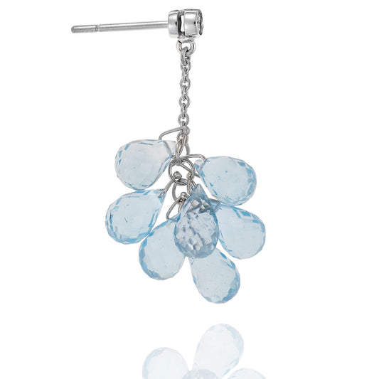 Blue topaz and diamond drop earrings, 18 carat white gold.   Product Code : 758SK63WD