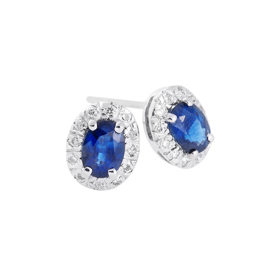 Sapphire and diamond earrings, 18 carat white gold.   Product Code : 786SK35WS