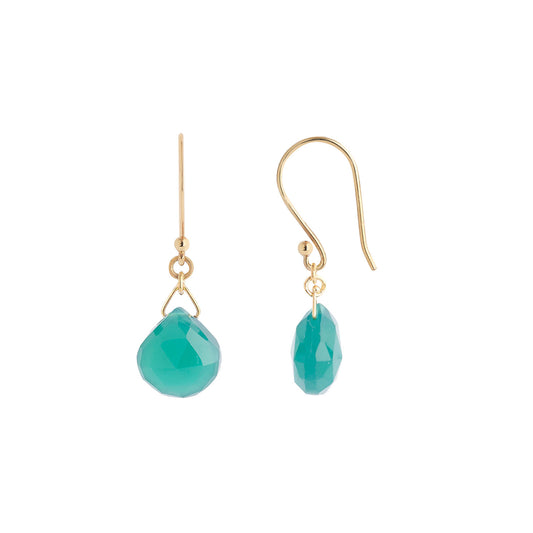 Green onyx drop earrings 18 carat yellow gold. Product Code : 789SK85ONX
