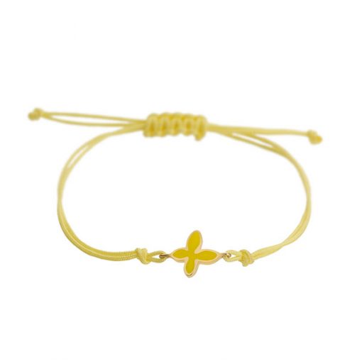 Butterfly 18KT Yellow Gold Enameled Cord Bracelet. Product Code: 45BAPEDIK