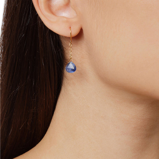 Kyanite drop earrings 18 carat yellow gold.  Product Code : 794SK95KYA