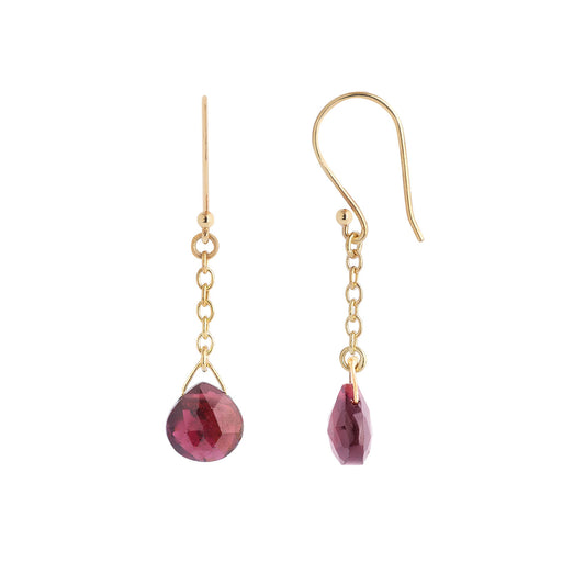 Garnet drop earrings 18 carat yellow gold.   Product Code : 797SK79RHO