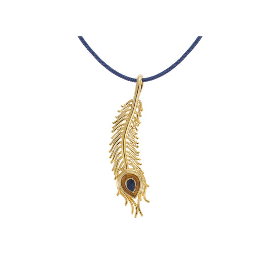 "Feather", 18-carat yellow gold enamelled charm. Feather symbolizes trust, honor, strength, wisdom, power, and freedom. Product code: FEATHER119459