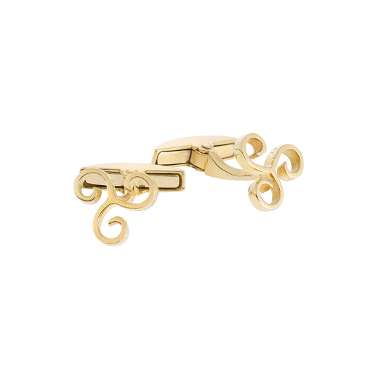 Triskelion cufflinks 18 carat yellow gold. Reiki symbol of personal growth, action, energy and progress. Product code: 179CU014