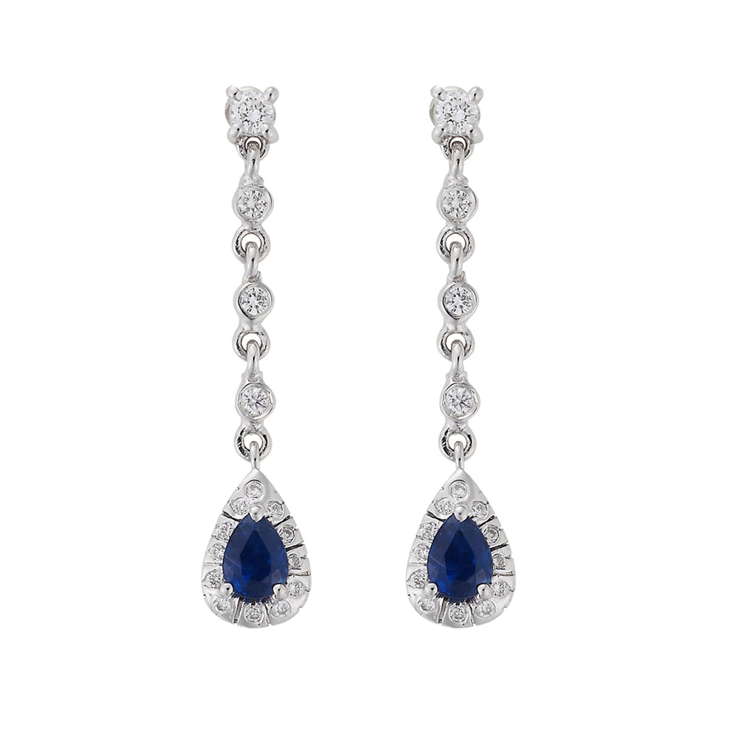 Sapphire and diamond drop earrings, 18 carat white gold.   Product Code : 803SK23WSKP