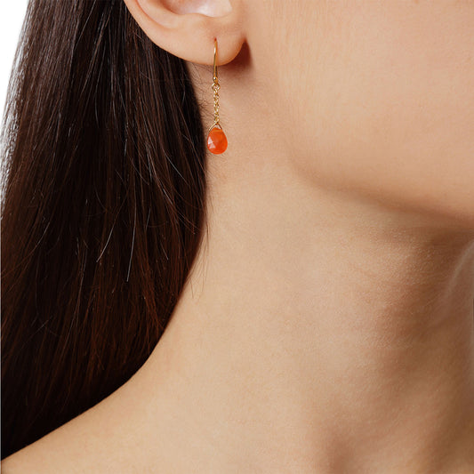 Carnelian drop earrings 18 carat yellow gold.   Product Code : 816SKP10817
