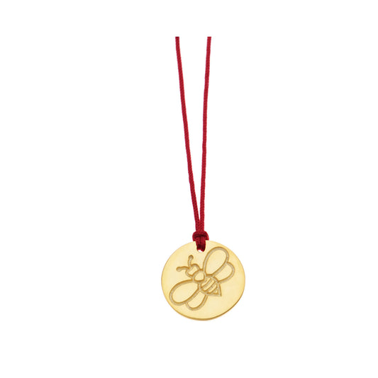 "Bee"14k yellow gold good luck charm pendant.Bees are bringers of good luck, prosperity and success in business.Product Code: 84ME2019MELISSA.