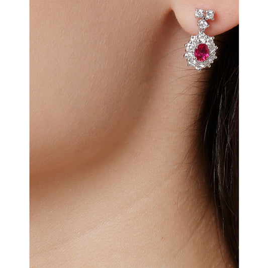 Ruby and diamond drop earrings, 18 carat white gold.  Product Code : 847SK40RW
