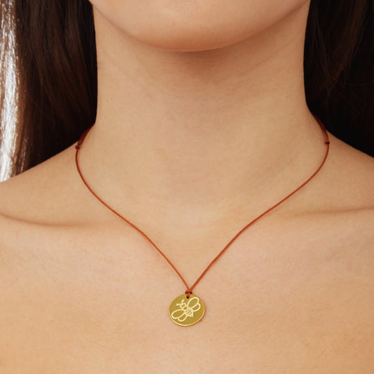 "Bee"14k yellow gold good luck charm pendant.Bees are bringers of good luck, prosperity and success in business.Product Code: 84ME2019MELISSA.