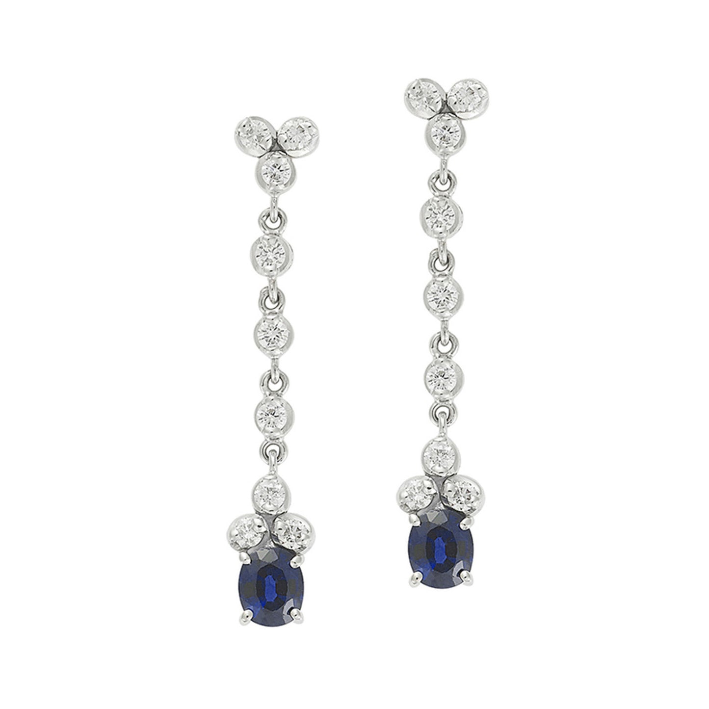 Sapphire and diamond earrings, 18 carat white gold.   Product Code : 850SK39WS