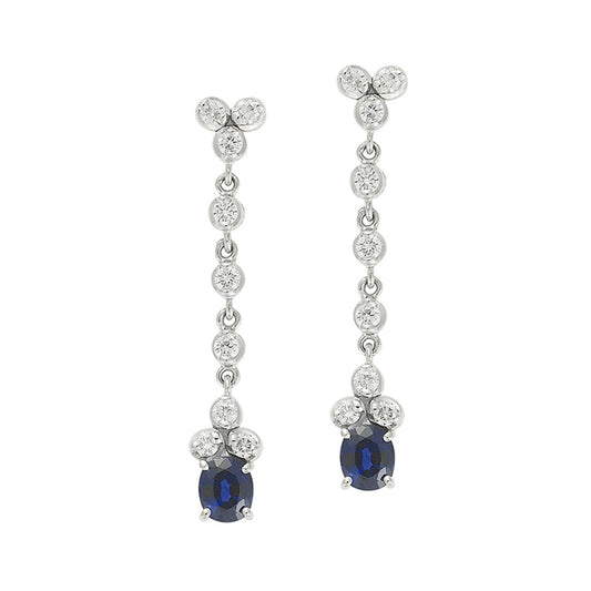 Sapphire and diamond earrings, 18 carat white gold.   Product Code : 850SK39WS