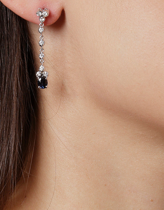 Sapphire and diamond earrings, 18 carat white gold.   Product Code : 850SK39WS