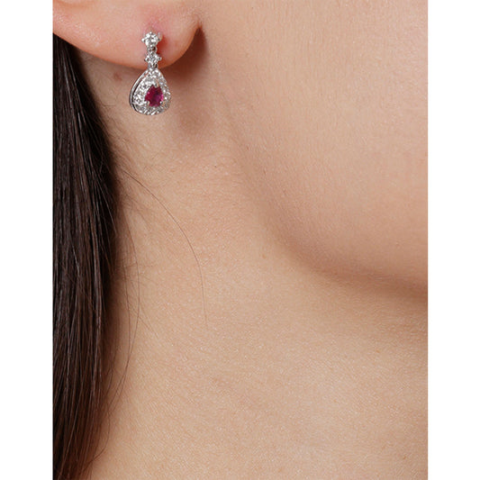 Ruby and diamond drop earrings, 18 carat white gold. Product Code : 852SK43R