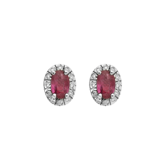 Earrings 18KT White Gold with Oval Rubies and Brilliant cut Diamonds.  Product Code : 867SK35WR