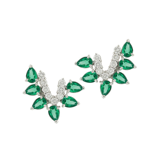 Emerald and diamond drop earrings, 18 carat white gold.   Product Code : 872SK45WE