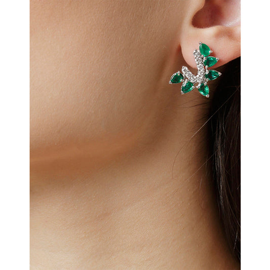 Emerald and diamond drop earrings, 18 carat white gold.   Product Code : 872SK45WE