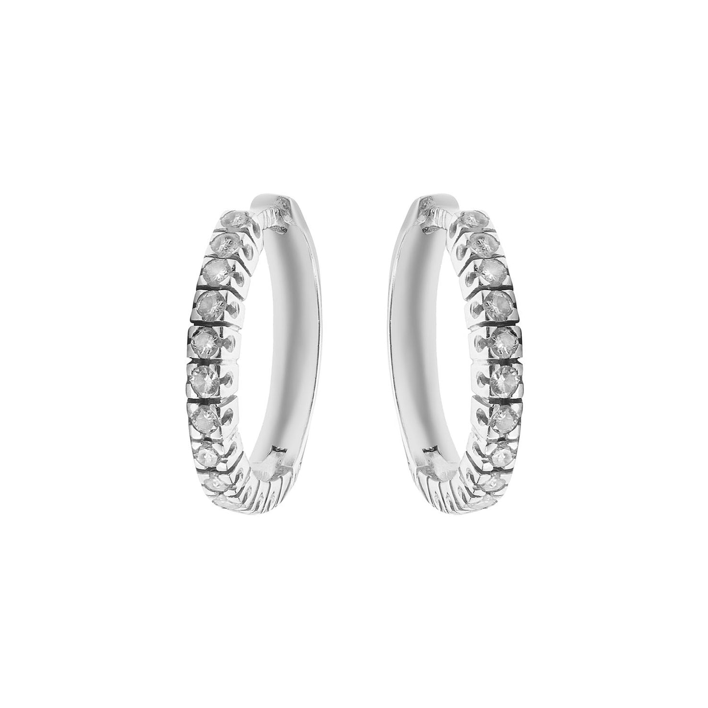 Diamond hoop earrings in 18 carat white gold. Product Code : 931SKPIKOYL