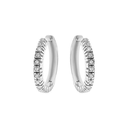 Diamond hoop earrings in 18 carat white gold. Product Code : 931SKPIKOYL