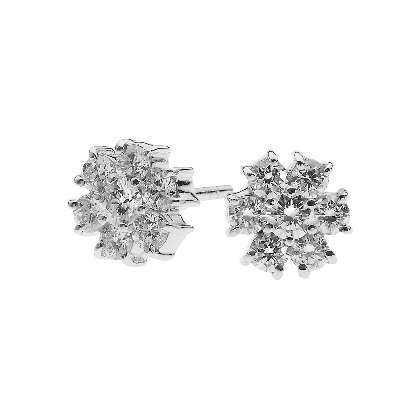 Flower stud diamond earrings 18k white gold. Product Code : 907SK114