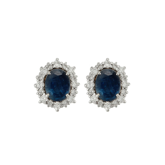 Sapphire and diamond earrings, 18 carat white gold.  Product Code : 909SK95WS