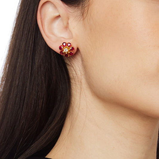 Ruby and diamond earrings, 18 carat yellow gold. Product Code : 914SK105R