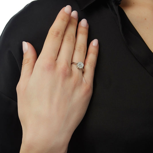 Invisible-Set Diamond Ring in 18 carat White Gold. Product Code: 945DA4400W