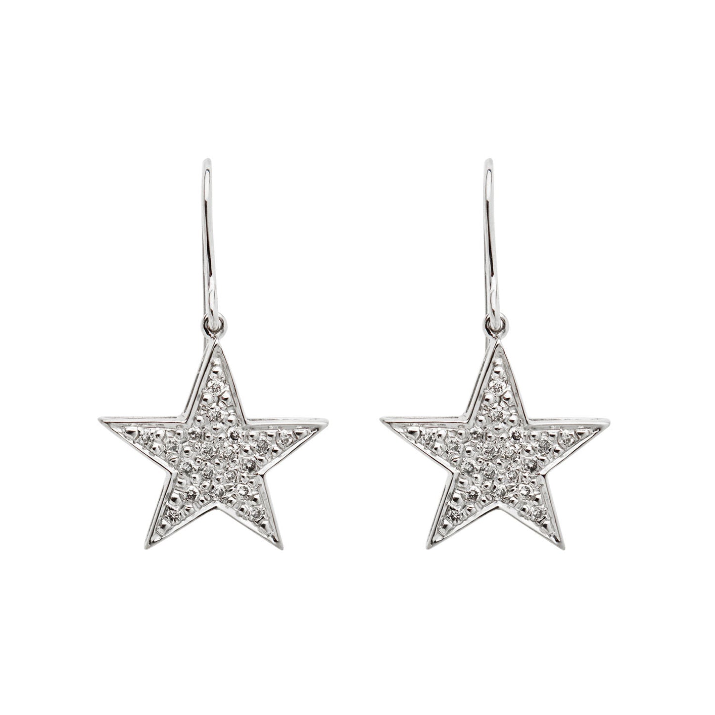 Star Drop Earrings 18KT White Gold with Brilliant cut Diamonds. Product Code : 950SK084L