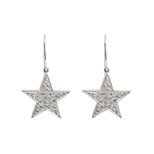 Star Drop Earrings 18KT White Gold with Brilliant cut Diamonds. Product Code : 950SK084L
