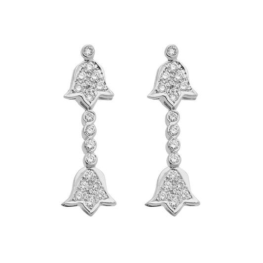 Drop Earrings 18KT White Gold with Brilliant cut Diamonds. Product Code : 955SK27M