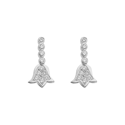 Drop Earrings 18KT White Gold with Brilliant cut Diamonds. Product Code : 957SK27