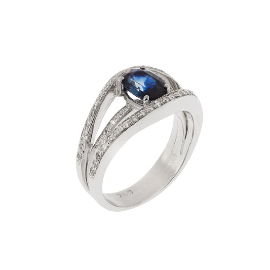 Sapphire and diamond ring 18 carat white gold. Product Code:958D024
