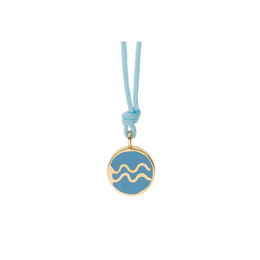 Aquarius 18-carat yellow gold, enameled charm.