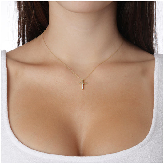 Diamond cross 18KT yellow gold with diamonds.  Product Code: 297T092YS.