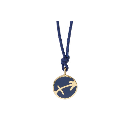 Sagittarius 18-carat yellow gold, enameled charm.