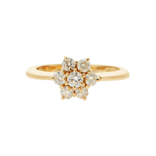 Ring KT18 Yellow Gold with Brilliant Cut Diamonds. Product Code :1367DY88