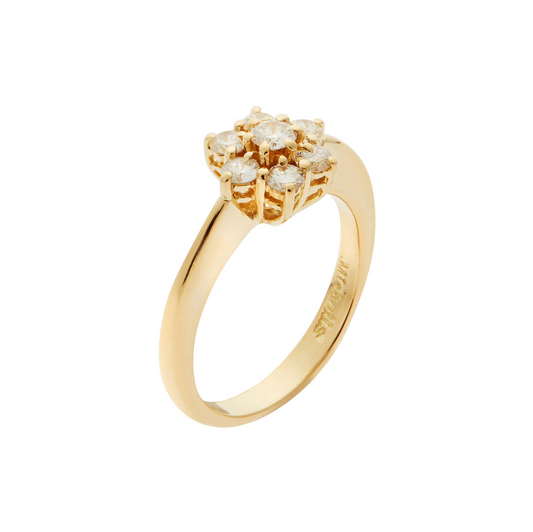 Ring KT18 Yellow Gold with Brilliant Cut Diamonds. Product Code :1367DY88