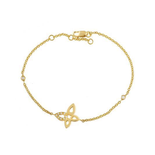 “Butterfly” yellow k18 gold and diamond bracelet. Product code: 413BA039YS