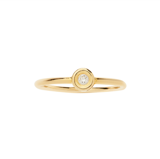 Ring 18KT yellow gold with a brilliant cut diamond