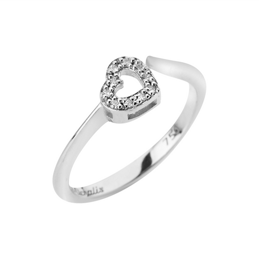 Heart Ring 18KT White Gold with Brilliant cut Diamonds. Product Code:1382DA25WD