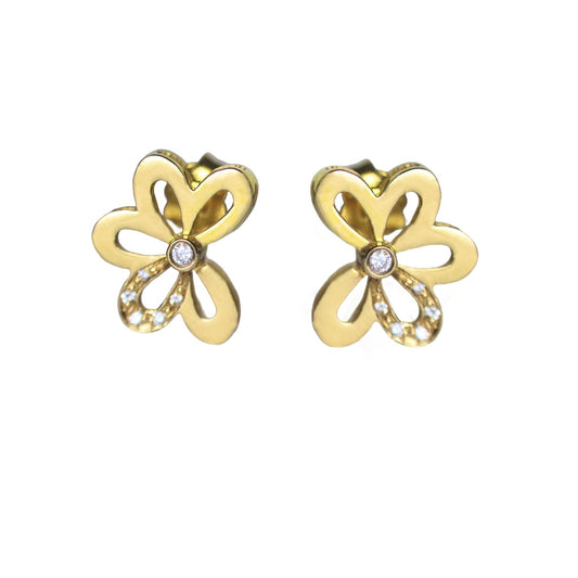 Flower 18K gold Earrings with diamonds 0.08 carats and total weight 4.50gr. product code: 484SK41Y-1MOT
