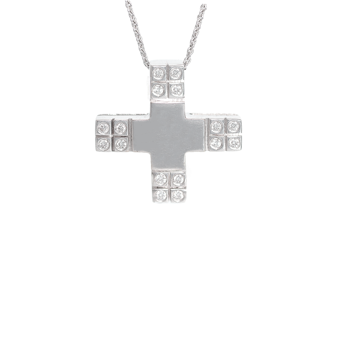 cross pendant 18K white gold with diamons. Product code: 327ST139