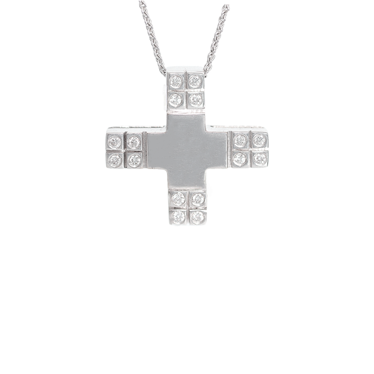 cross pendant 18K white gold with diamons. Product code: 327ST139