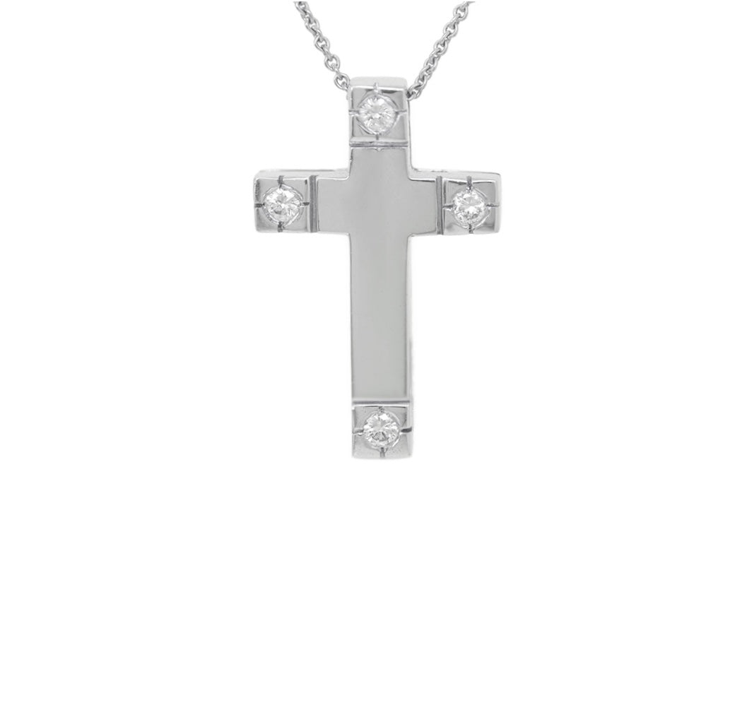 White gold cross 18K with chain and diamonds.Product code : 324ST136