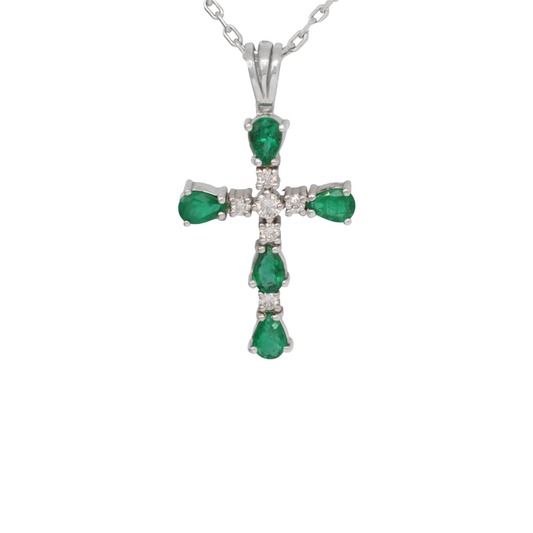 White cross 18K with Emeralds and Diamonds. Product Code: 249CR8831