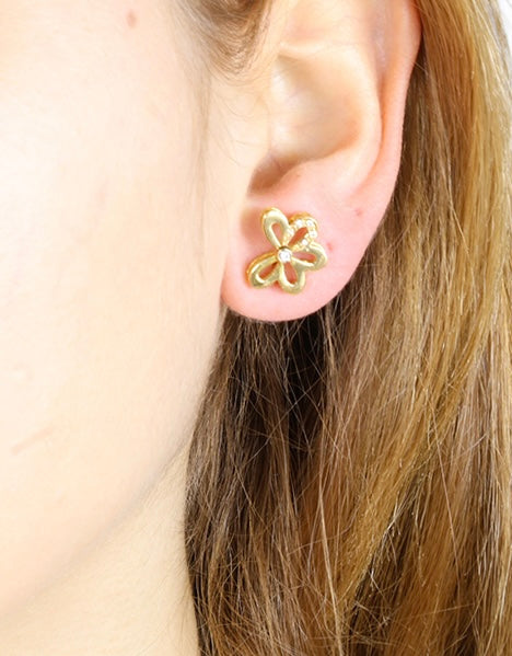 Flower 18K gold Earrings with diamonds 0.08 carats and total weight 4.50gr. product code: 484SK41Y-1MOT