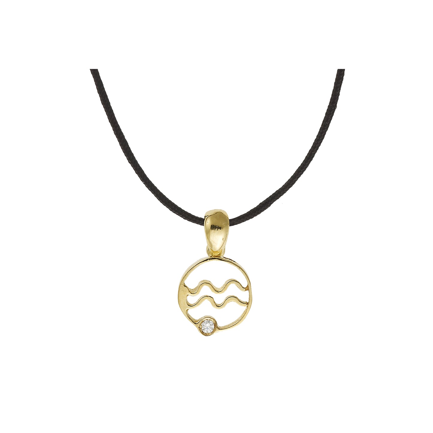 "Aquarius"18k yellow gold diamond charm.