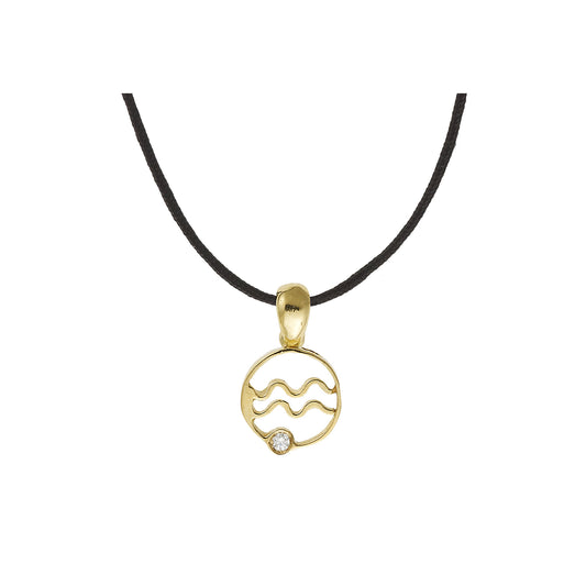 "Aquarius"18k yellow gold diamond charm.