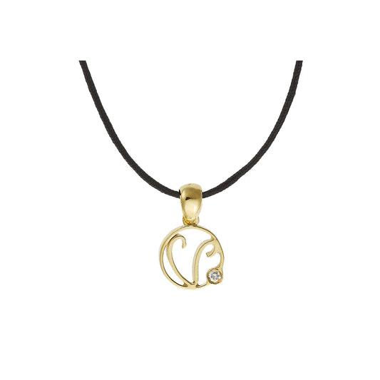 "Aries"18k yellow gold diamond charm.