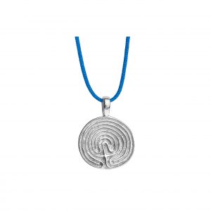 "Labyrinth", 18-carat white gold charm. Labyrinth is a symbol of Protection, Rebirth, and Progress. Product Code: 415MW024