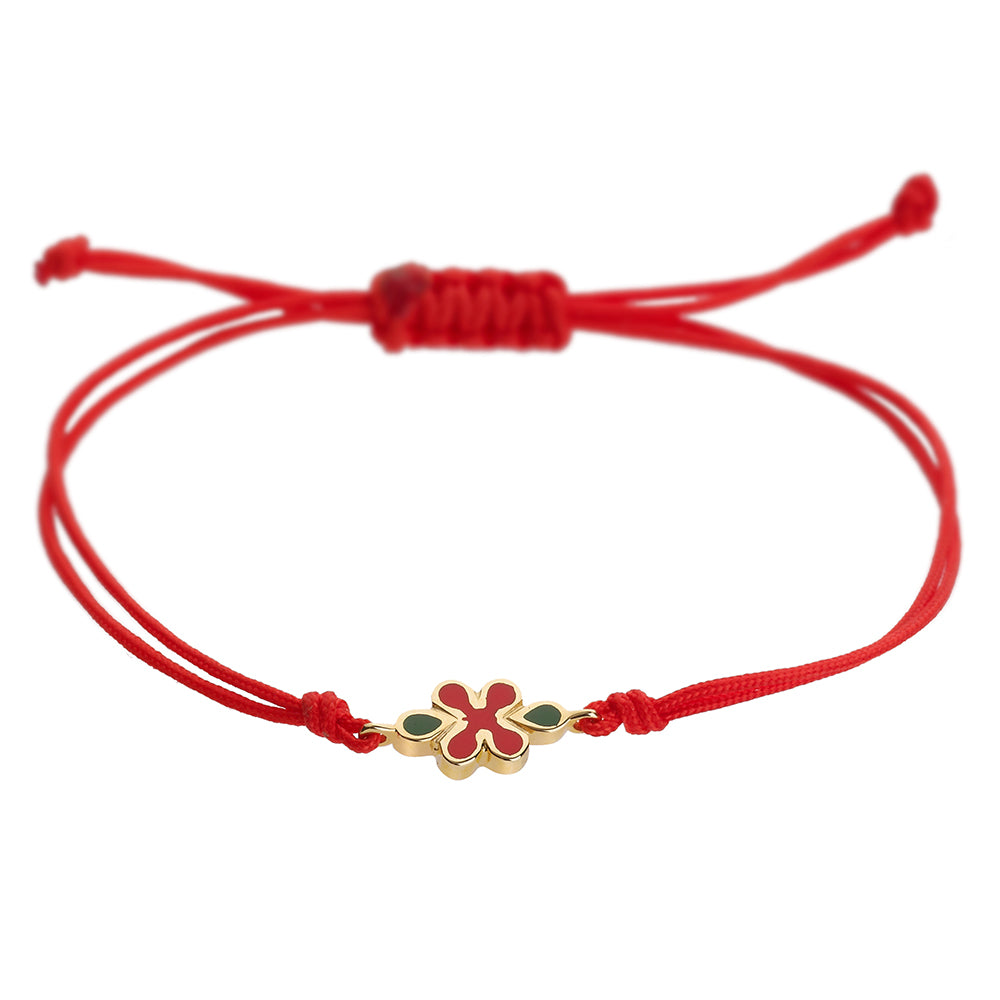 Flower 18k yellow gold and enamel bracelet.